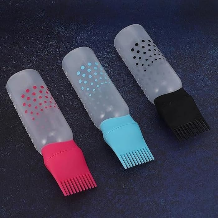 LISING Hair Dye Brush Bottle Bottle for Hair and Roots - Set of 3 Pink, Blue, Black - Professional Coloring Tools for Salon and Home - Image 3